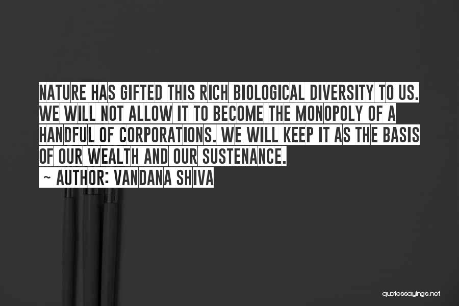 Vandana Shiva Quotes: Nature Has Gifted This Rich Biological Diversity To Us. We Will Not Allow It To Become The Monopoly Of A