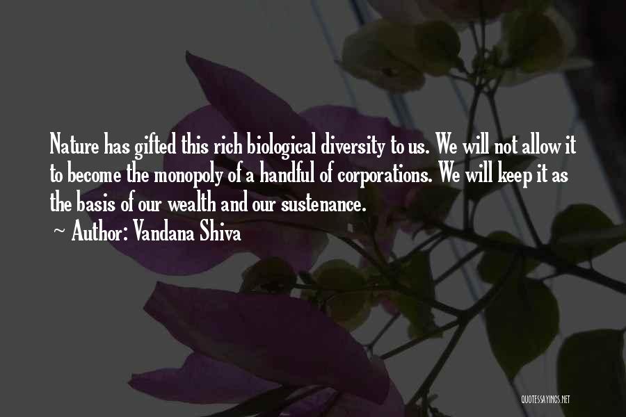 Vandana Shiva Quotes: Nature Has Gifted This Rich Biological Diversity To Us. We Will Not Allow It To Become The Monopoly Of A