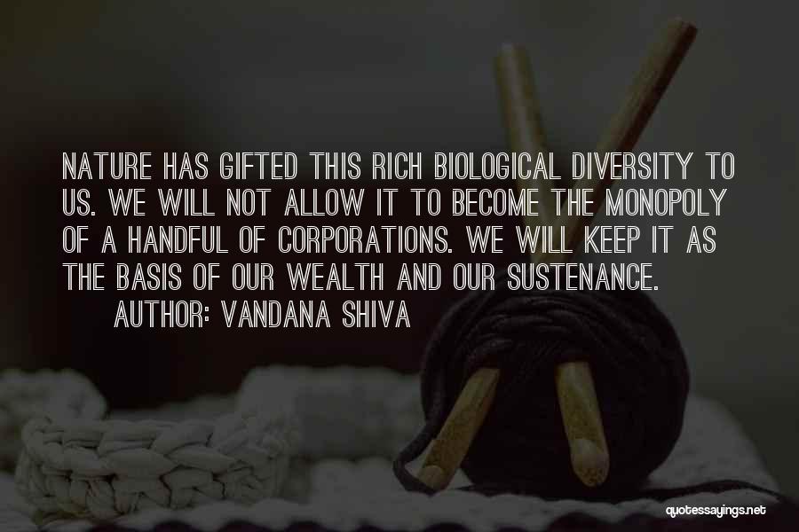 Vandana Shiva Quotes: Nature Has Gifted This Rich Biological Diversity To Us. We Will Not Allow It To Become The Monopoly Of A