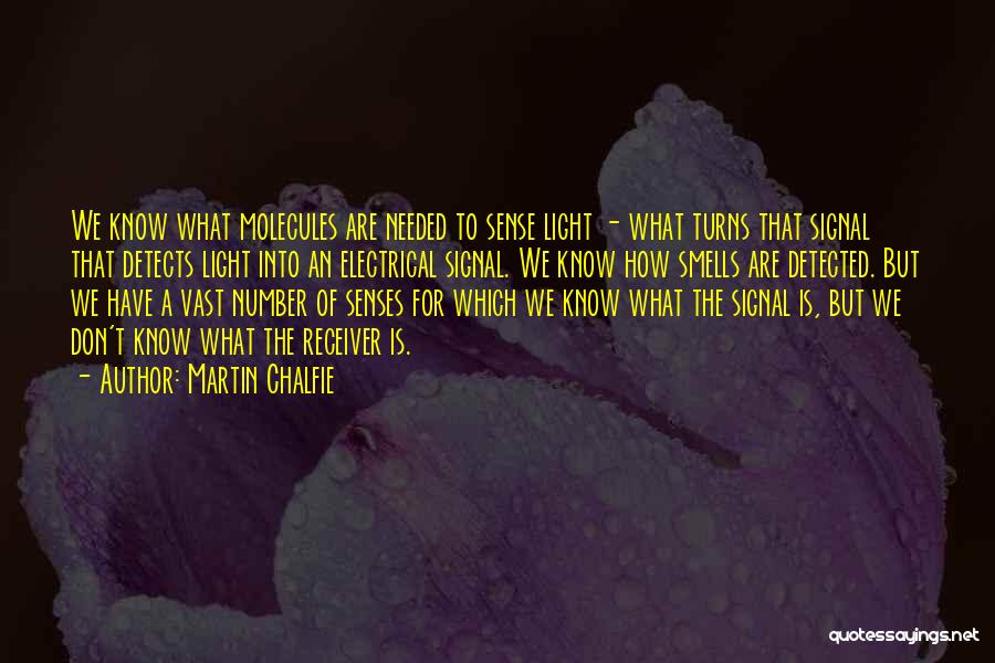 Martin Chalfie Quotes: We Know What Molecules Are Needed To Sense Light - What Turns That Signal That Detects Light Into An Electrical
