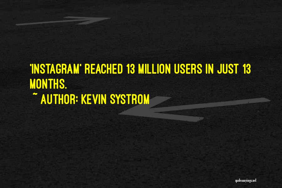 Kevin Systrom Quotes: 'instagram' Reached 13 Million Users In Just 13 Months.