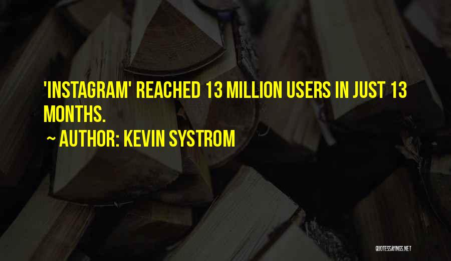 Kevin Systrom Quotes: 'instagram' Reached 13 Million Users In Just 13 Months.