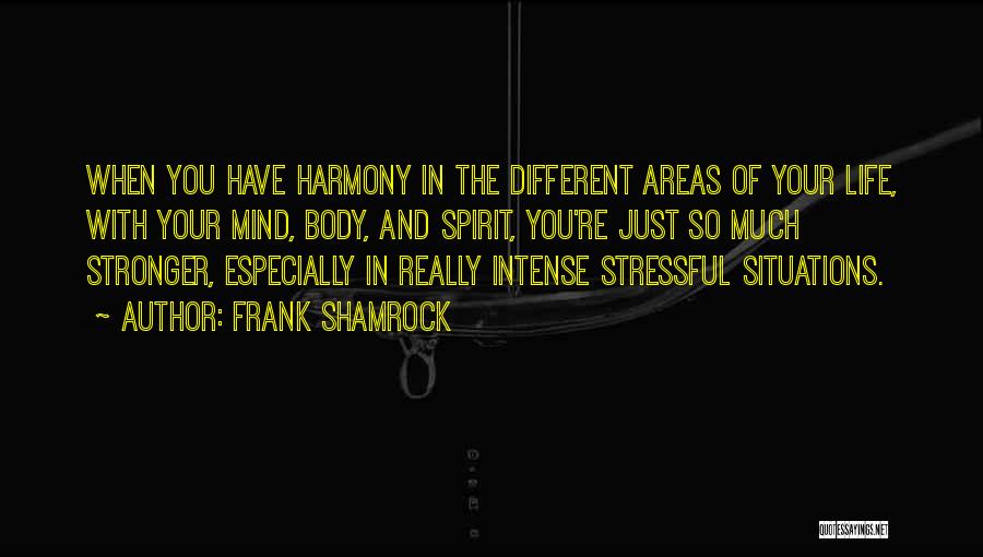 Frank Shamrock Quotes: When You Have Harmony In The Different Areas Of Your Life, With Your Mind, Body, And Spirit, You're Just So