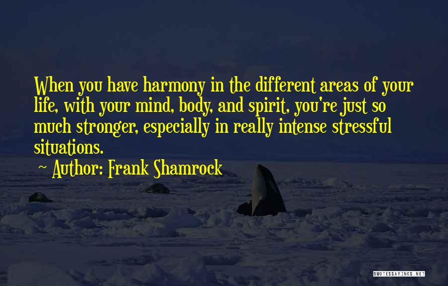 Frank Shamrock Quotes: When You Have Harmony In The Different Areas Of Your Life, With Your Mind, Body, And Spirit, You're Just So