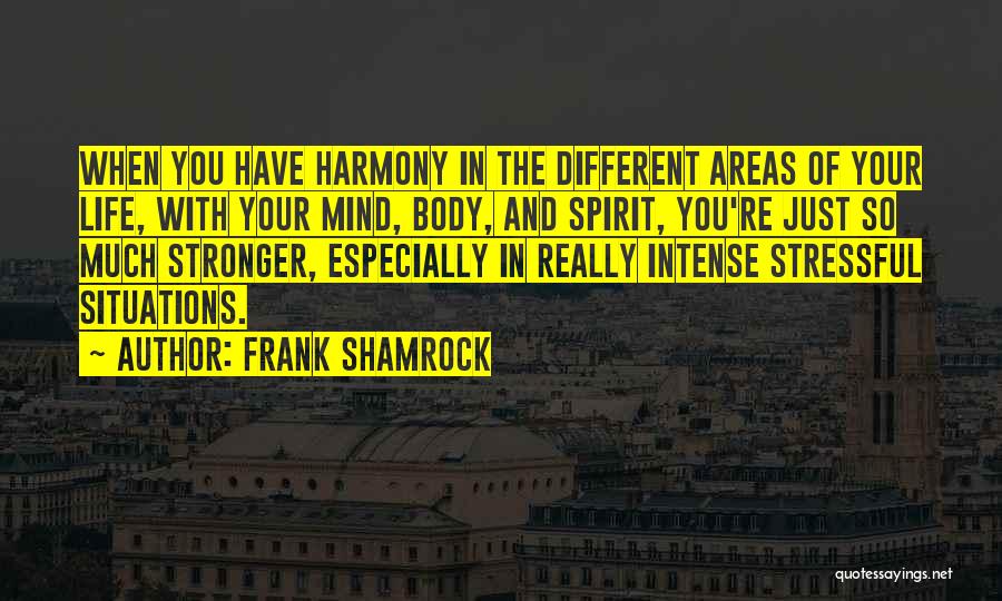 Frank Shamrock Quotes: When You Have Harmony In The Different Areas Of Your Life, With Your Mind, Body, And Spirit, You're Just So