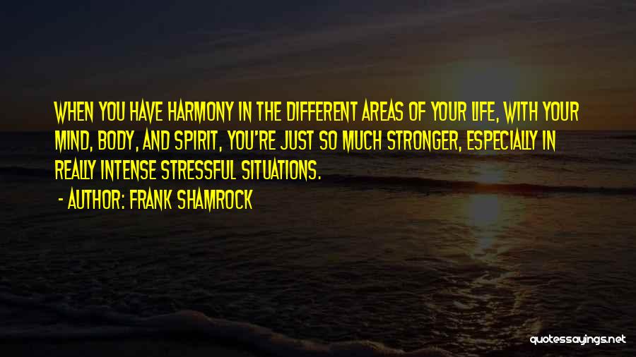 Frank Shamrock Quotes: When You Have Harmony In The Different Areas Of Your Life, With Your Mind, Body, And Spirit, You're Just So