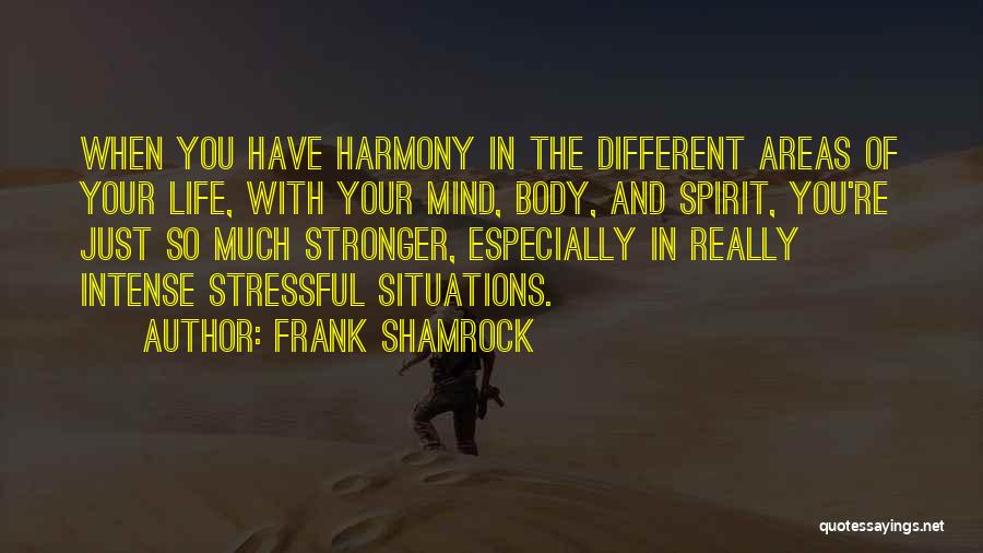 Frank Shamrock Quotes: When You Have Harmony In The Different Areas Of Your Life, With Your Mind, Body, And Spirit, You're Just So
