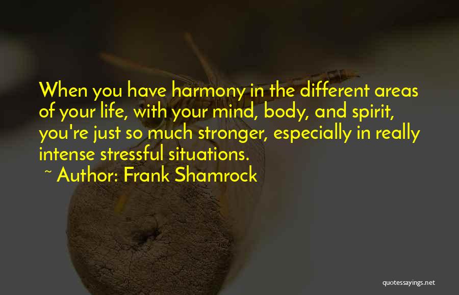 Frank Shamrock Quotes: When You Have Harmony In The Different Areas Of Your Life, With Your Mind, Body, And Spirit, You're Just So