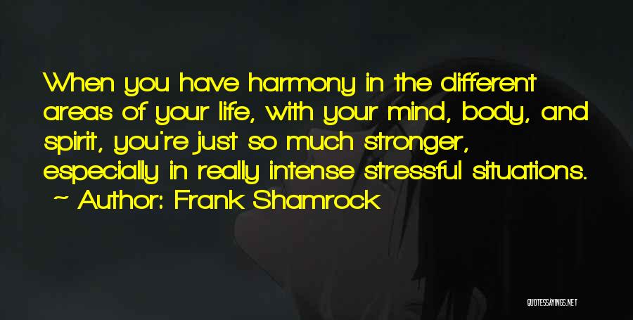 Frank Shamrock Quotes: When You Have Harmony In The Different Areas Of Your Life, With Your Mind, Body, And Spirit, You're Just So