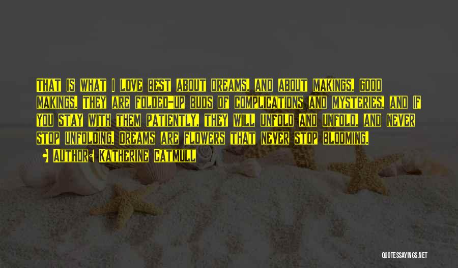 Katherine Catmull Quotes: That Is What I Love Best About Dreams, And About Makings, Good Makings. They Are Folded-up Buds Of Complications And