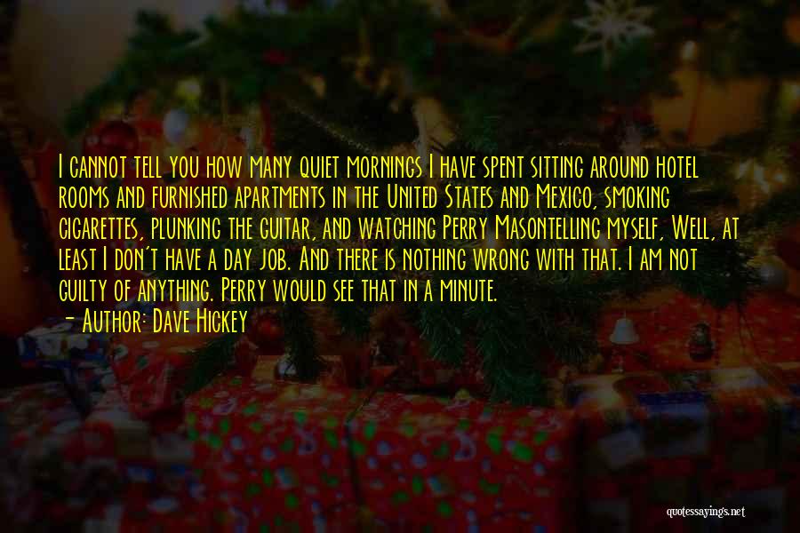 Dave Hickey Quotes: I Cannot Tell You How Many Quiet Mornings I Have Spent Sitting Around Hotel Rooms And Furnished Apartments In The