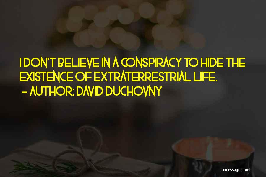 David Duchovny Quotes: I Don't Believe In A Conspiracy To Hide The Existence Of Extraterrestrial Life.