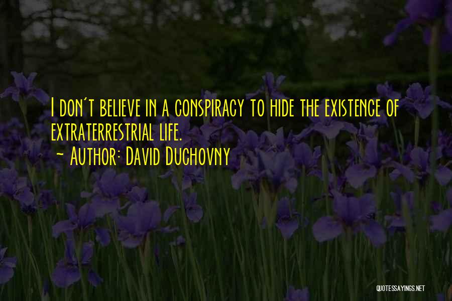 David Duchovny Quotes: I Don't Believe In A Conspiracy To Hide The Existence Of Extraterrestrial Life.
