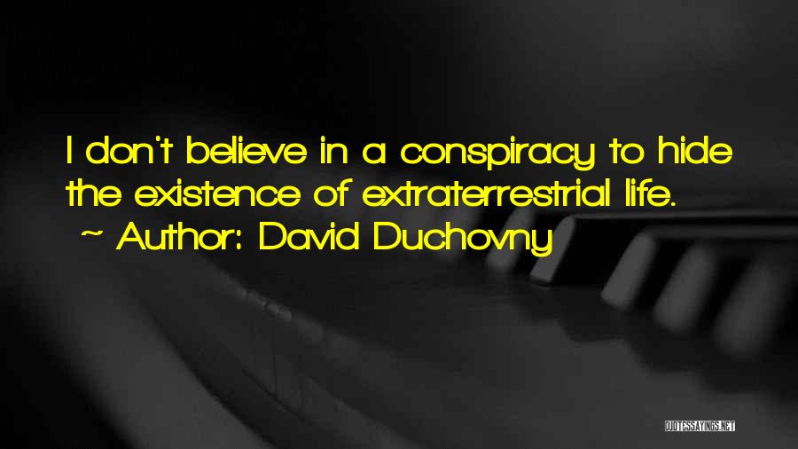 David Duchovny Quotes: I Don't Believe In A Conspiracy To Hide The Existence Of Extraterrestrial Life.