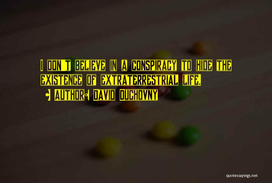 David Duchovny Quotes: I Don't Believe In A Conspiracy To Hide The Existence Of Extraterrestrial Life.