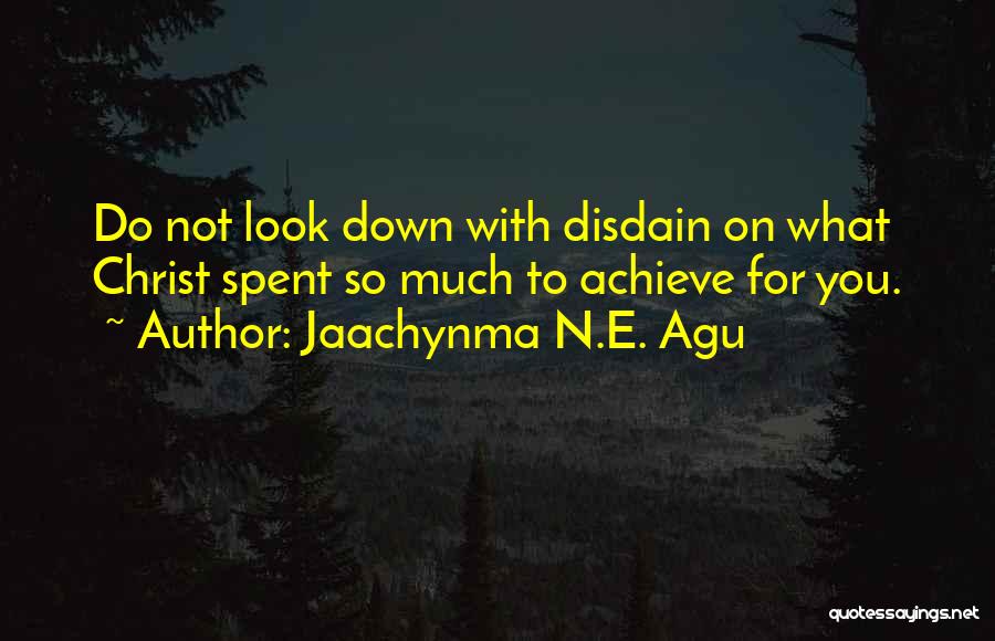 Jaachynma N.E. Agu Quotes: Do Not Look Down With Disdain On What Christ Spent So Much To Achieve For You.