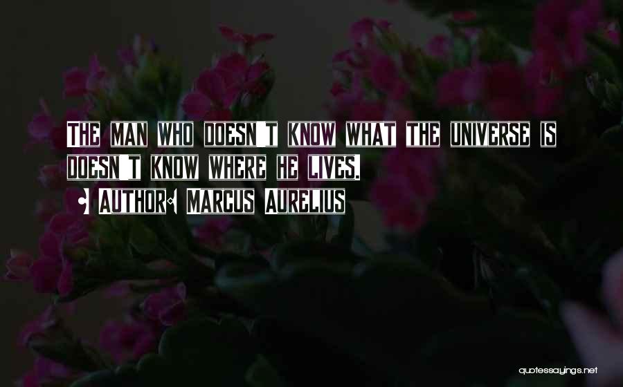 Marcus Aurelius Quotes: The Man Who Doesn't Know What The Universe Is Doesn't Know Where He Lives.