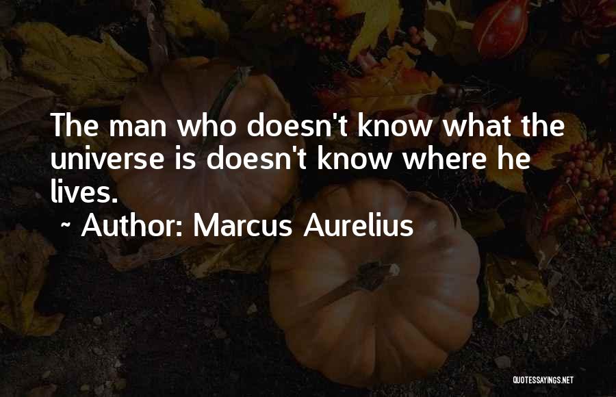 Marcus Aurelius Quotes: The Man Who Doesn't Know What The Universe Is Doesn't Know Where He Lives.