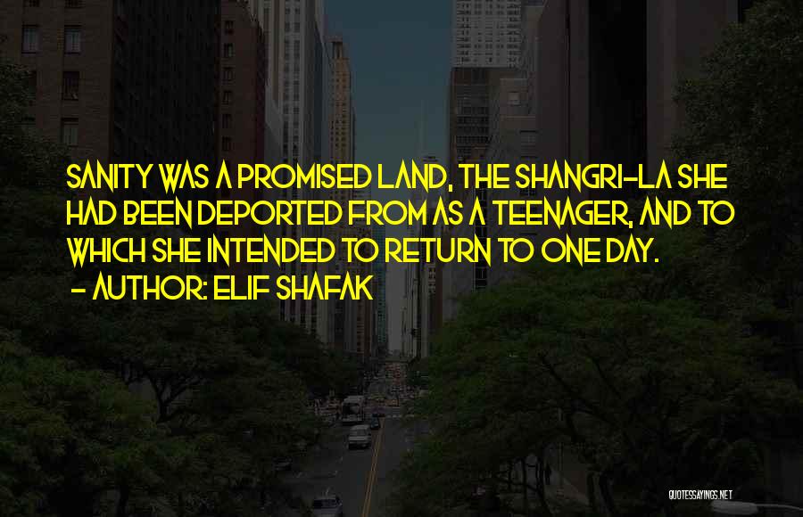 Elif Shafak Quotes: Sanity Was A Promised Land, The Shangri-la She Had Been Deported From As A Teenager, And To Which She Intended