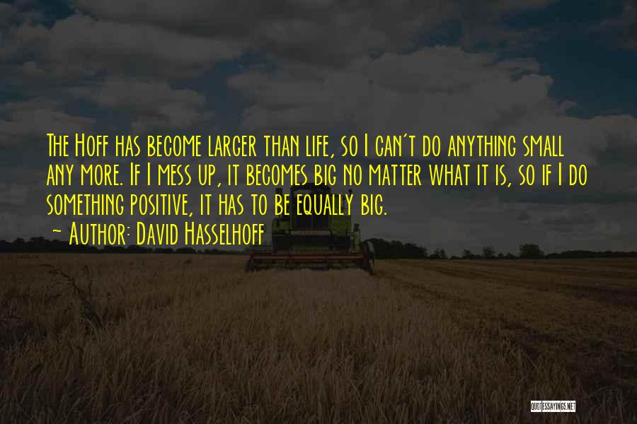 David Hasselhoff Quotes: The Hoff Has Become Larger Than Life, So I Can't Do Anything Small Any More. If I Mess Up, It