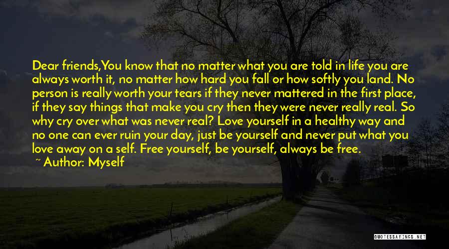 Myself Quotes: Dear Friends,you Know That No Matter What You Are Told In Life You Are Always Worth It, No Matter How