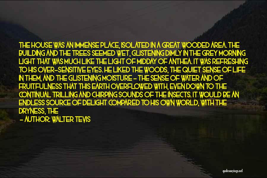 Walter Tevis Quotes: The House Was An Immense Place, Isolated In A Great Wooded Area. The Building And The Trees Seemed Wet, Glistening