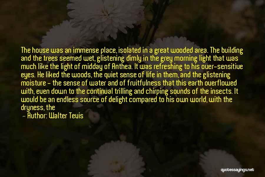 Walter Tevis Quotes: The House Was An Immense Place, Isolated In A Great Wooded Area. The Building And The Trees Seemed Wet, Glistening