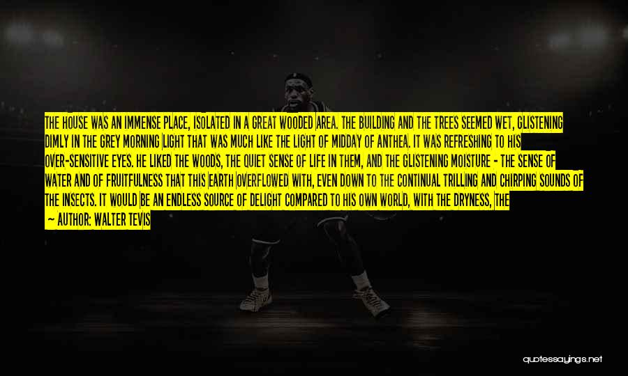 Walter Tevis Quotes: The House Was An Immense Place, Isolated In A Great Wooded Area. The Building And The Trees Seemed Wet, Glistening