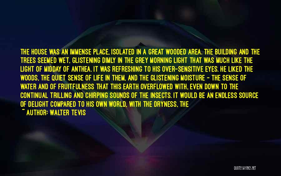 Walter Tevis Quotes: The House Was An Immense Place, Isolated In A Great Wooded Area. The Building And The Trees Seemed Wet, Glistening