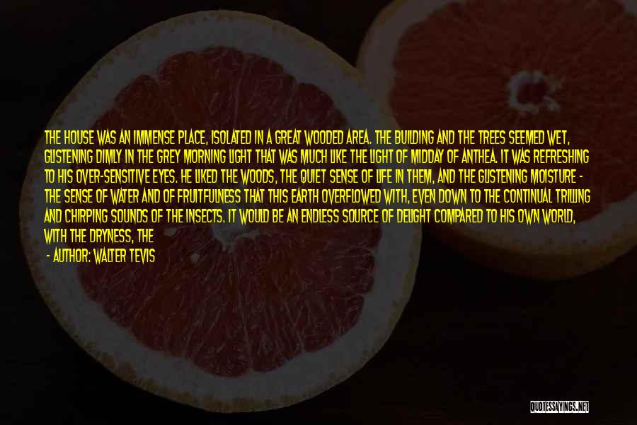 Walter Tevis Quotes: The House Was An Immense Place, Isolated In A Great Wooded Area. The Building And The Trees Seemed Wet, Glistening