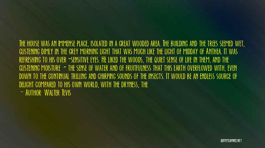 Walter Tevis Quotes: The House Was An Immense Place, Isolated In A Great Wooded Area. The Building And The Trees Seemed Wet, Glistening
