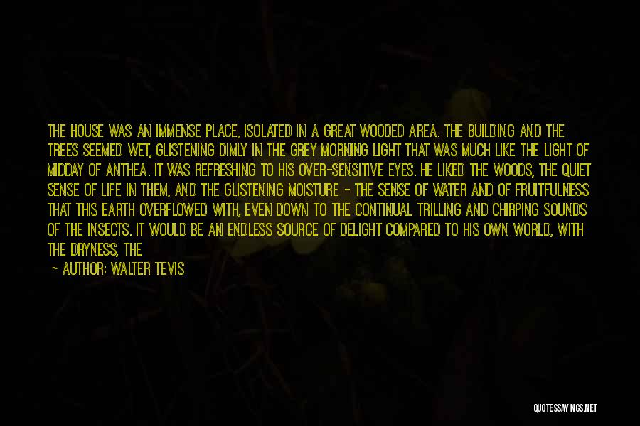 Walter Tevis Quotes: The House Was An Immense Place, Isolated In A Great Wooded Area. The Building And The Trees Seemed Wet, Glistening