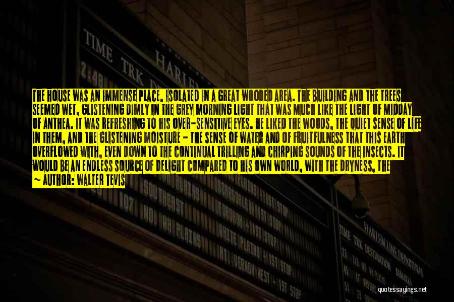 Walter Tevis Quotes: The House Was An Immense Place, Isolated In A Great Wooded Area. The Building And The Trees Seemed Wet, Glistening