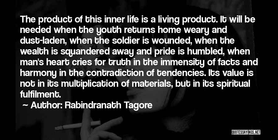 Rabindranath Tagore Quotes: The Product Of This Inner Life Is A Living Product. It Will Be Needed When The Youth Returns Home Weary