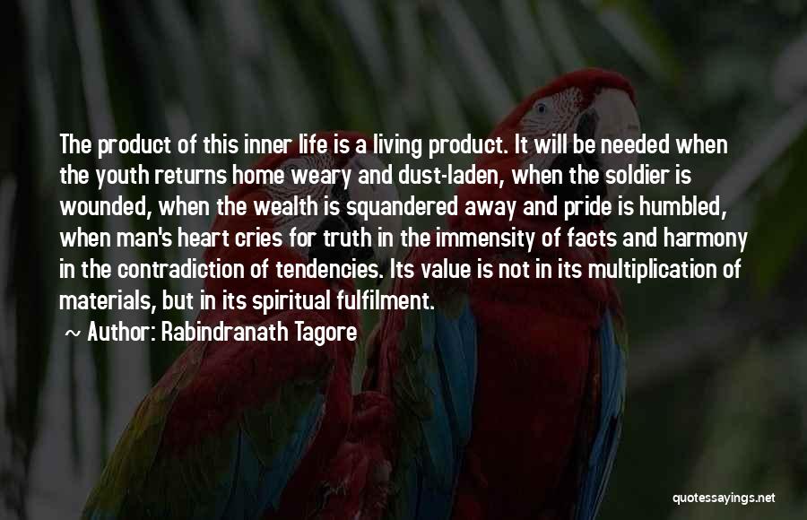 Rabindranath Tagore Quotes: The Product Of This Inner Life Is A Living Product. It Will Be Needed When The Youth Returns Home Weary