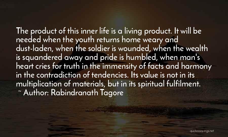 Rabindranath Tagore Quotes: The Product Of This Inner Life Is A Living Product. It Will Be Needed When The Youth Returns Home Weary