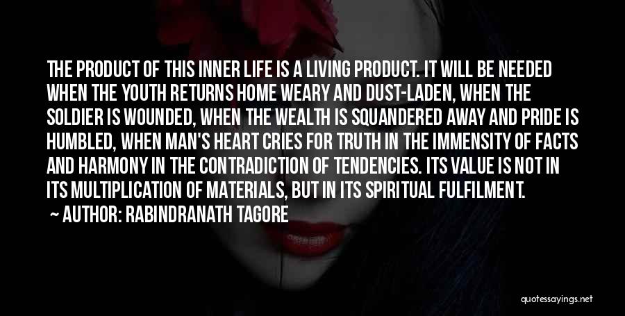 Rabindranath Tagore Quotes: The Product Of This Inner Life Is A Living Product. It Will Be Needed When The Youth Returns Home Weary