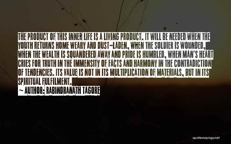 Rabindranath Tagore Quotes: The Product Of This Inner Life Is A Living Product. It Will Be Needed When The Youth Returns Home Weary