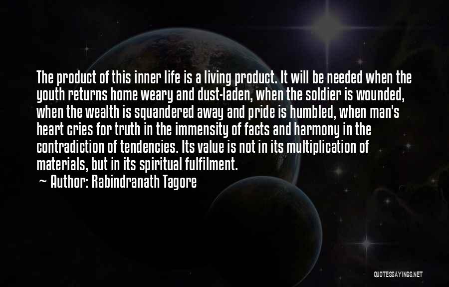 Rabindranath Tagore Quotes: The Product Of This Inner Life Is A Living Product. It Will Be Needed When The Youth Returns Home Weary