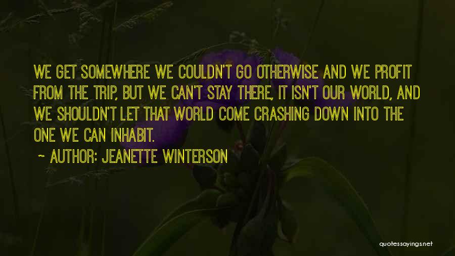 Jeanette Winterson Quotes: We Get Somewhere We Couldn't Go Otherwise And We Profit From The Trip, But We Can't Stay There, It Isn't