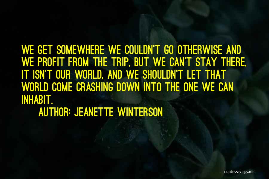 Jeanette Winterson Quotes: We Get Somewhere We Couldn't Go Otherwise And We Profit From The Trip, But We Can't Stay There, It Isn't