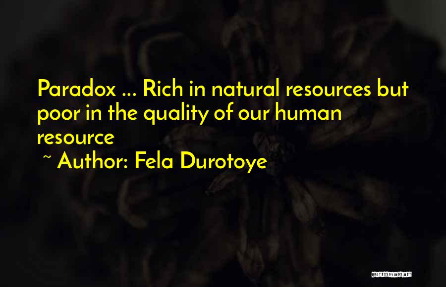 Fela Durotoye Quotes: Paradox ... Rich In Natural Resources But Poor In The Quality Of Our Human Resource