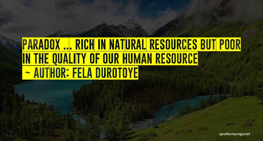 Fela Durotoye Quotes: Paradox ... Rich In Natural Resources But Poor In The Quality Of Our Human Resource