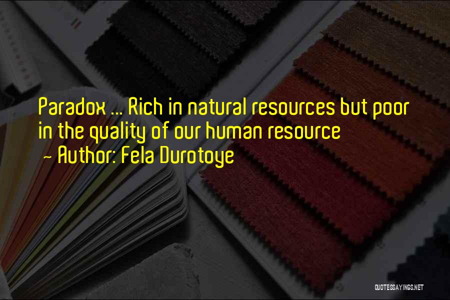 Fela Durotoye Quotes: Paradox ... Rich In Natural Resources But Poor In The Quality Of Our Human Resource