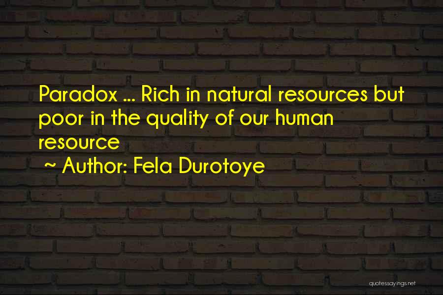 Fela Durotoye Quotes: Paradox ... Rich In Natural Resources But Poor In The Quality Of Our Human Resource