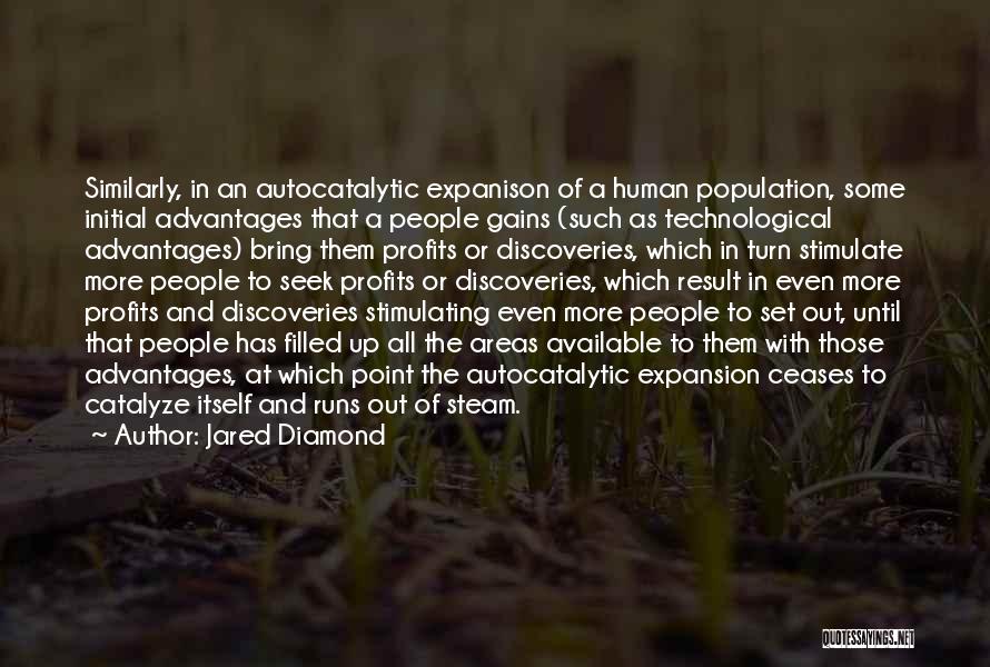 Jared Diamond Quotes: Similarly, In An Autocatalytic Expanison Of A Human Population, Some Initial Advantages That A People Gains (such As Technological Advantages)