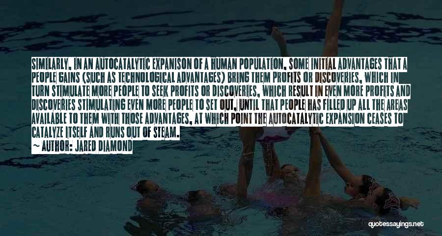 Jared Diamond Quotes: Similarly, In An Autocatalytic Expanison Of A Human Population, Some Initial Advantages That A People Gains (such As Technological Advantages)