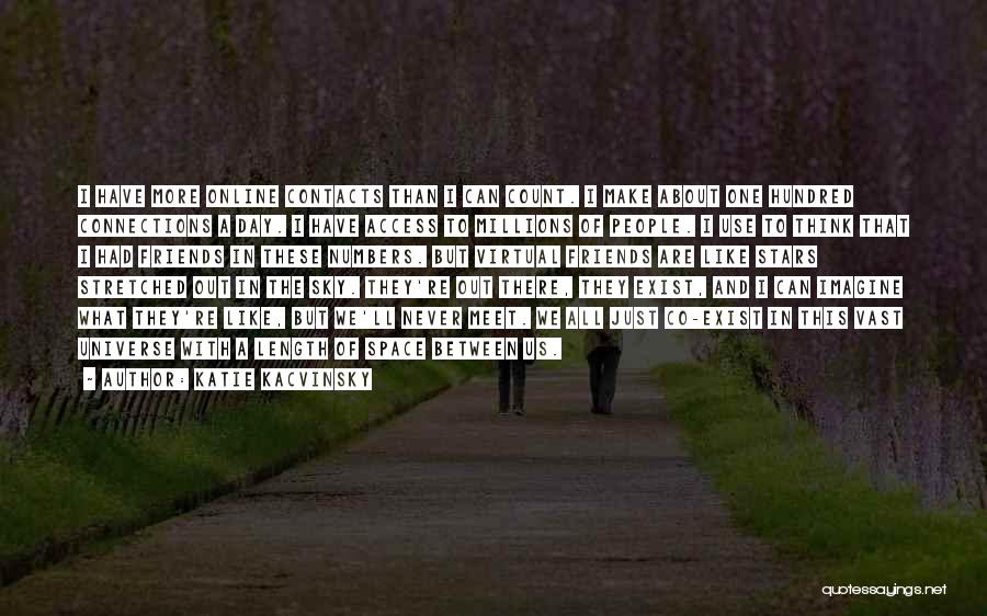 Katie Kacvinsky Quotes: I Have More Online Contacts Than I Can Count. I Make About One Hundred Connections A Day. I Have Access