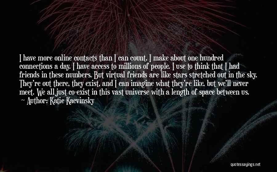 Katie Kacvinsky Quotes: I Have More Online Contacts Than I Can Count. I Make About One Hundred Connections A Day. I Have Access