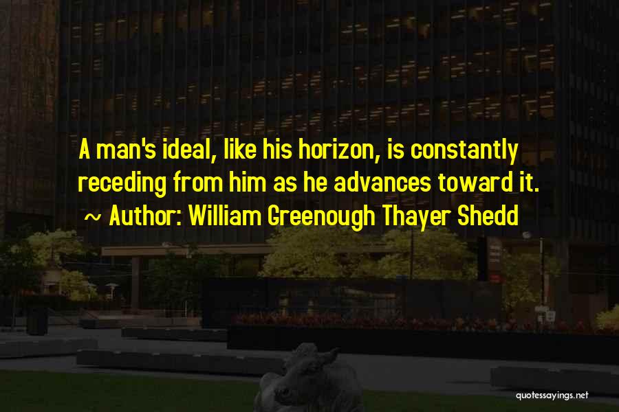 William Greenough Thayer Shedd Quotes: A Man's Ideal, Like His Horizon, Is Constantly Receding From Him As He Advances Toward It.